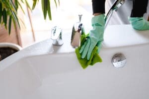 Deep bathroom sink cleaning service in a Calgary home